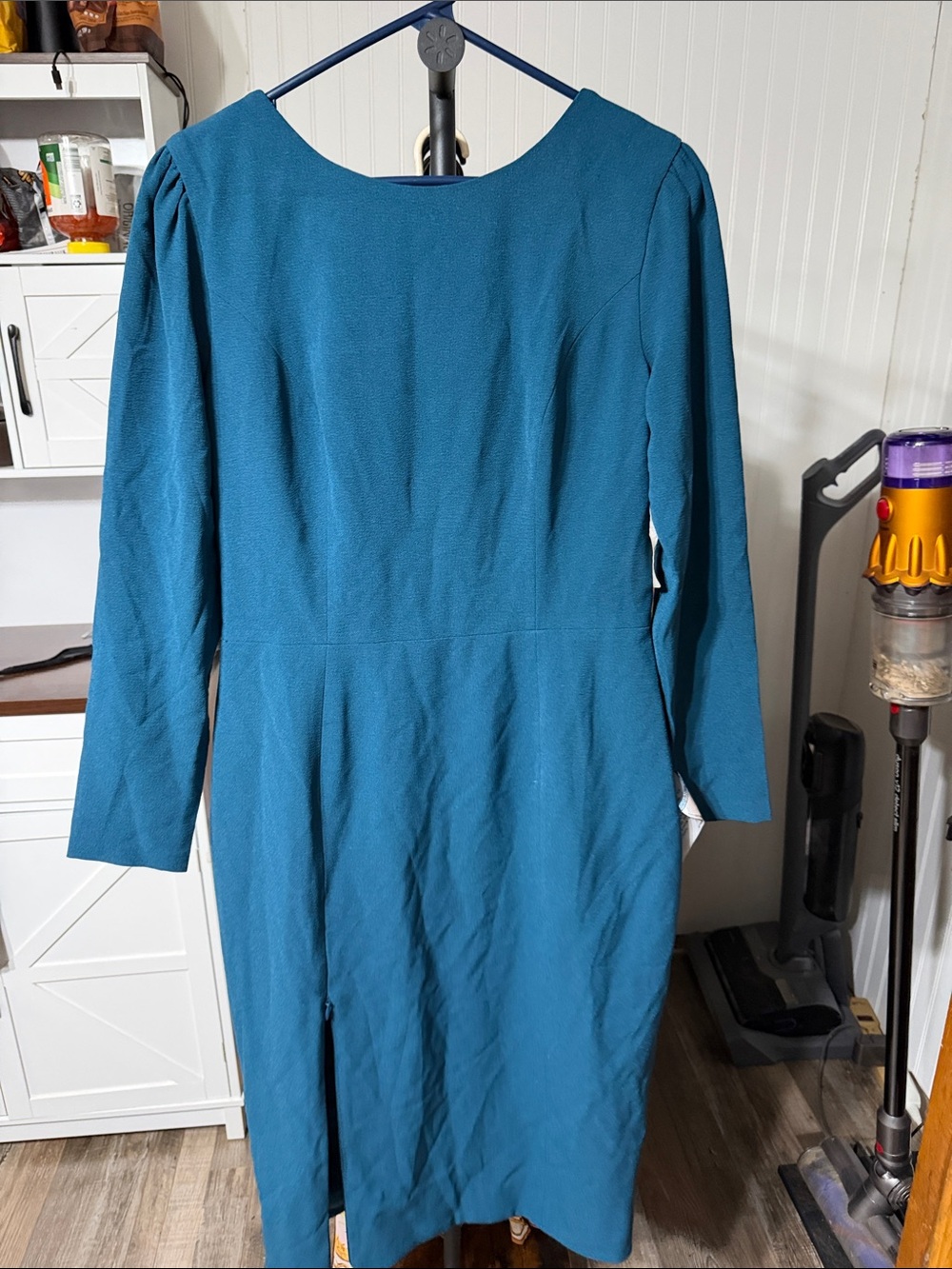 Dress the Population Teal Long Sleeve Sheath Dress